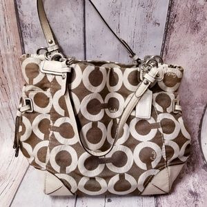 White signature C Coach hobo bag